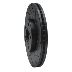 Acura TL Brake Rotor (1) - Front Right - R1 Concepts - Drilled & Slotted - Black - `09-`14